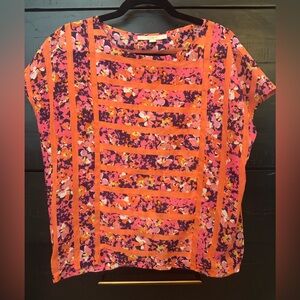 LOFT Short Sleeve Blouse Orange Pink
